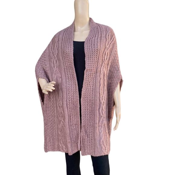 Vince Camuto OS (One Size) Cable Knit Kimono Cardigan Sweater Duster Mauve NWT - Picture 1 of 9